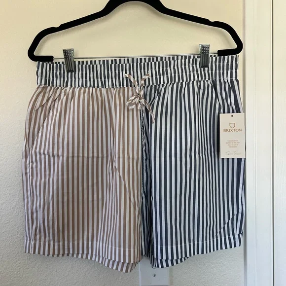 Brixton Black and White Striped Shorts - Picture 2 of 6